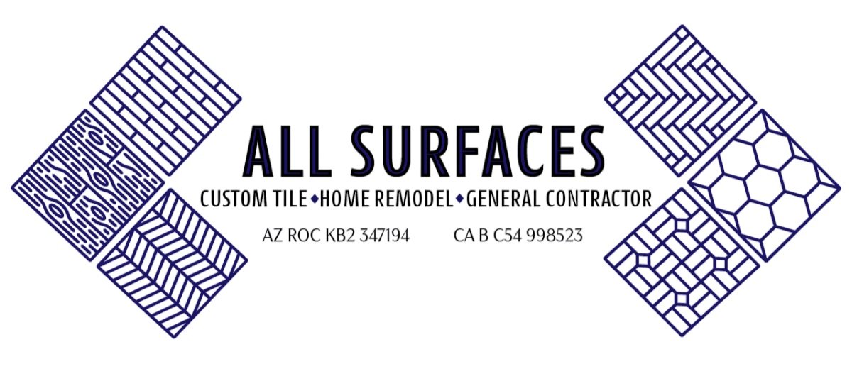Geometric tile patterns, kitchen and bathroom remodels in Fort Mohave; licensed contractor AZ ROC KB2 347194, CA B C54 998523.
